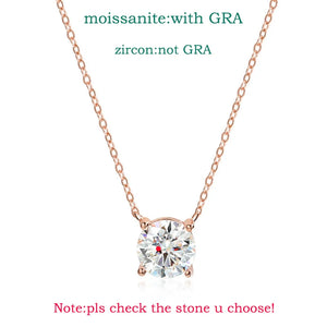 Smyoue 1-5CT Rose Gold Color Moissanite Necklace for Women D Color Sparkling Classic Lab Diamon Pendant Sterling Silver 925 GRA