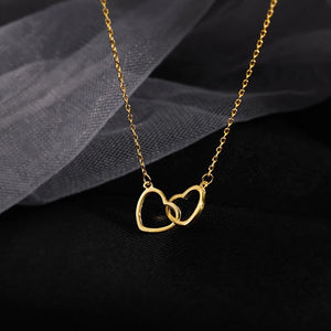 New 925 Sterling Silver Double Ring Heart Necklace Female Clavicle Chain Simple Temperament Necklace Wedding Jewelry Accessories