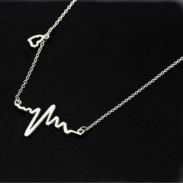 NK681 ECG Heart Clavicle Necklace Chain Dainty Collares Minimalist Heartbeat Pendants Collier Women Wedding Jewelry Girl Gift