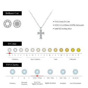 MODIAN D Color Moissanite 925 Sterling Silver Corss Pendant Necklaces Sparkling Lab Diamond Link Chain Jewelry For Women Gifts