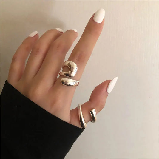 925 Sterling Silver Geometry Irregular Simple Open Ring For Women Wedding Luxury Fine Jewelry Gift Female Wholesale Jewellery