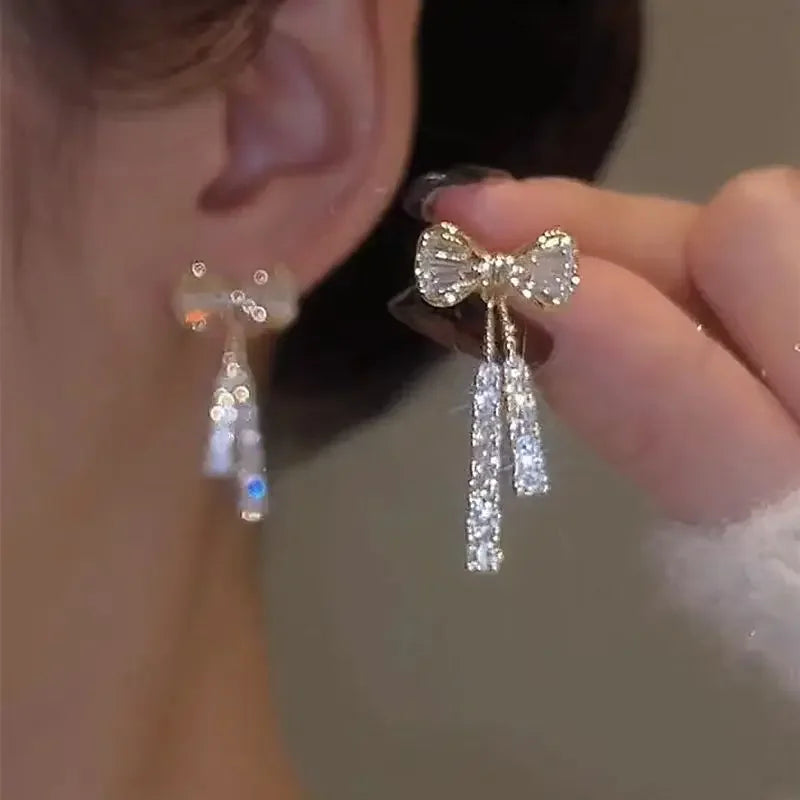 New Fashion Unique Design Elegant Exquisite Light Luxury Zircon C Earrings Women Jewellery Party High-grade Gift Wholesale