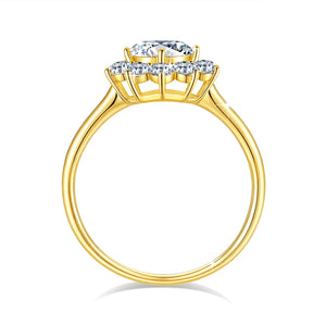 Szjinao 100% Real 14k Gold Flower Ring Full Moissanite Diamond 1 Carat Wedding Fine Jewelry 585 K Gold Trendy Valentine Day Gift