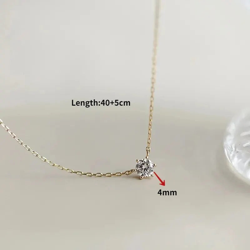 S925 Sterling Silver Necklace Set with Zircon Electroplated 14k Gold Women's Fine Style