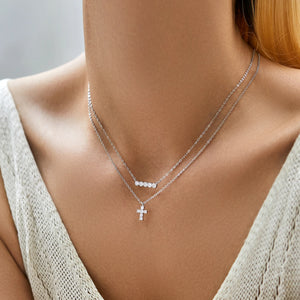MODIAN D Color Moissanite 925 Sterling Silver Corss Pendant Necklaces Sparkling Lab Diamond Link Chain Jewelry For Women Gifts