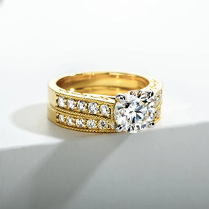 Moissanite Ring Set For Women 925 Sterling Silver 2 Carat All Moissanite gold Ring