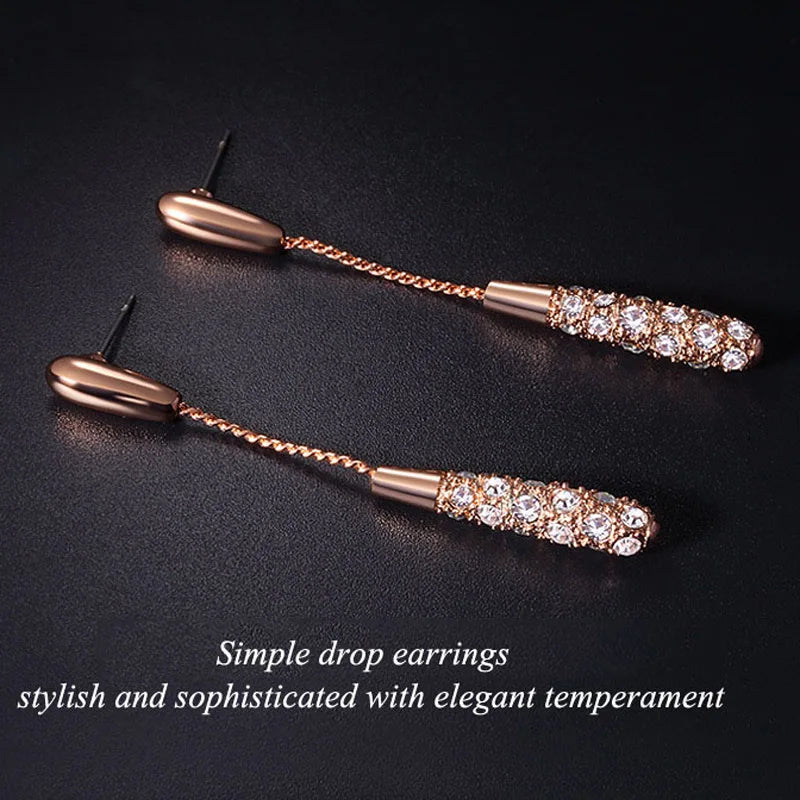 New Hot Style Earrings Female Fashion and Elegant Long Drop-Shaped Alloy Earrings Jewellery Wedding Engagement Gift