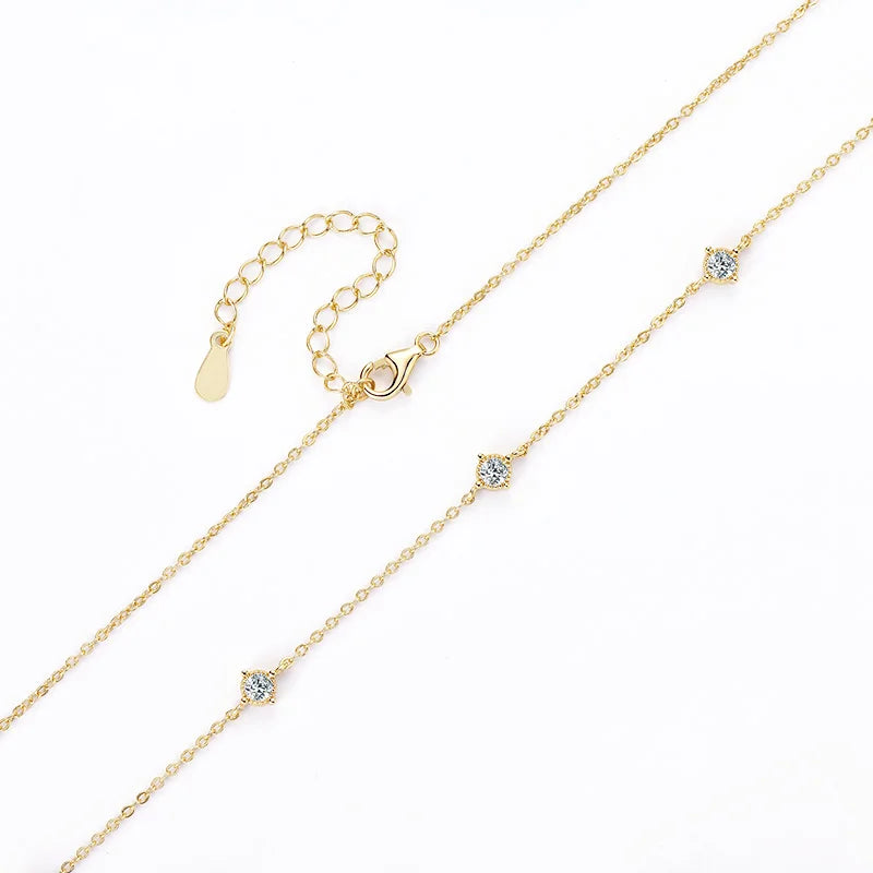 IOGOU 3mm D0.70CT Moissanite Diamond Necklaces Woman 925 Silver Clavicle Chain High Quality Fashion Neck Jewellery Gift Trend