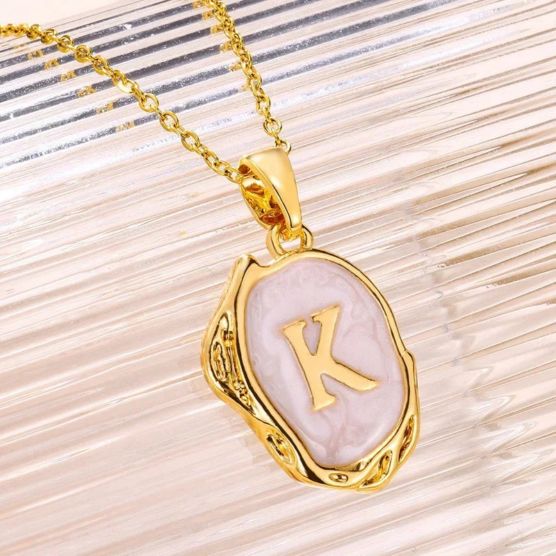 Y2K Stainless Steels Drip Oil 26 Letter Necklaces for Women Men Alphabet A-Z Initials Pendant Necklace Aesthetic Jewelry Gift