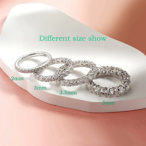 Smyoue 2-5mm Full Moissanite Ring for Women Sparkling Wedding Eternity Bands 100% S925 Sterling Silver Jewelry Classic Ring GRA