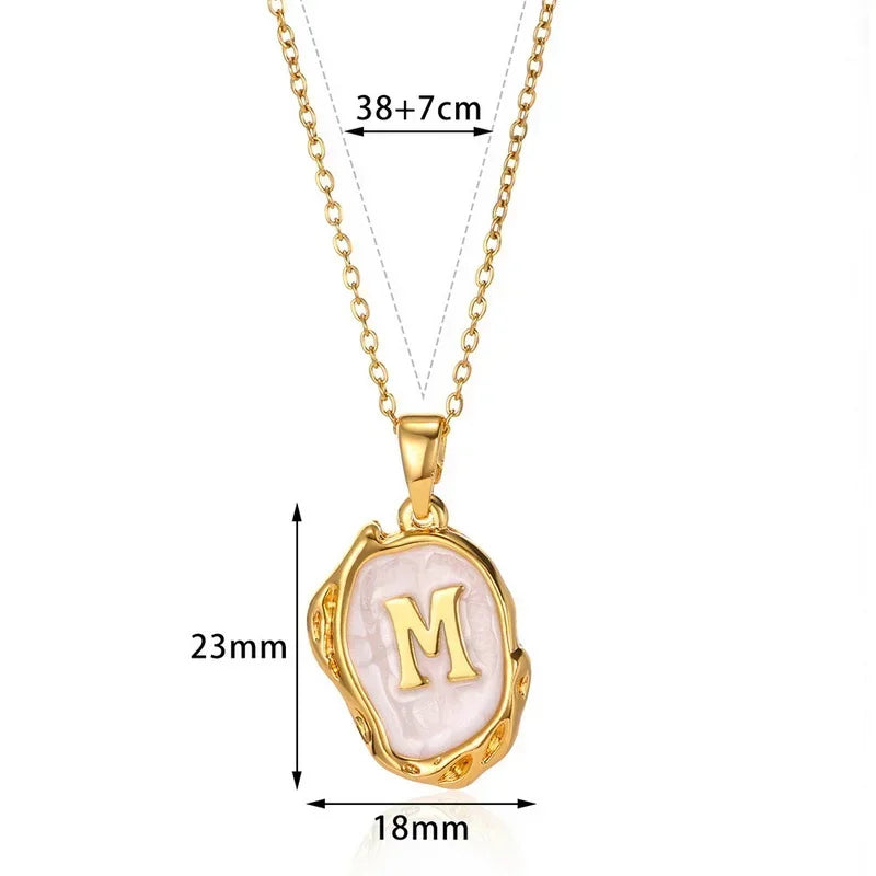 Y2K Stainless Steels Drip Oil 26 Letter Necklaces for Women Men Alphabet A-Z Initials Pendant Necklace Aesthetic Jewelry Gift