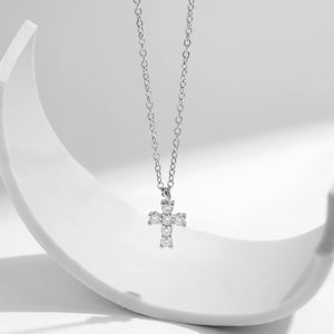 MODIAN D Color Moissanite 925 Sterling Silver Corss Pendant Necklaces Sparkling Lab Diamond Link Chain Jewelry For Women Gifts