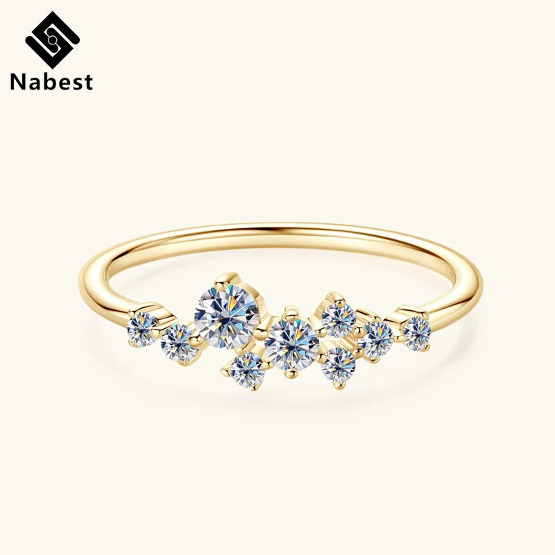 Nabest Fine Jewelry Gold Plated 925 Sterling Silver VVS Moissanite Ring Women Flower Engagement Promise Ladies Moissanite Ring