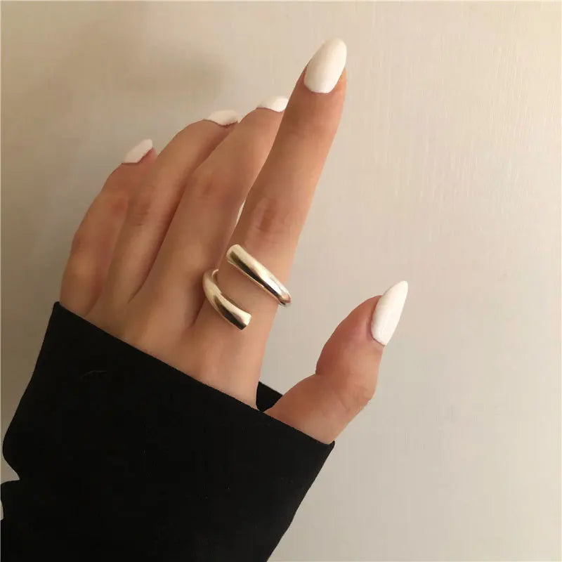 925 Sterling Silver Geometry Irregular Simple Open Ring For Women Wedding Luxury Fine Jewelry Gift Female Wholesale Jewellery